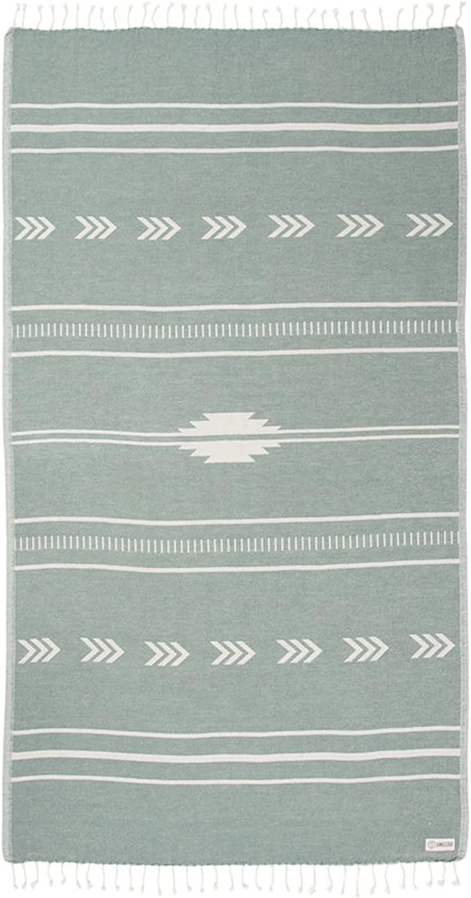 Sand Cloud Turkish Beach Towel - Sand Free - 100% Organic Turkish Cotton Yarn - Quick Dry Towel for Beach, Picnic Blanket or Throw - As Seen on Shark Tank - Santa Fe (Green)