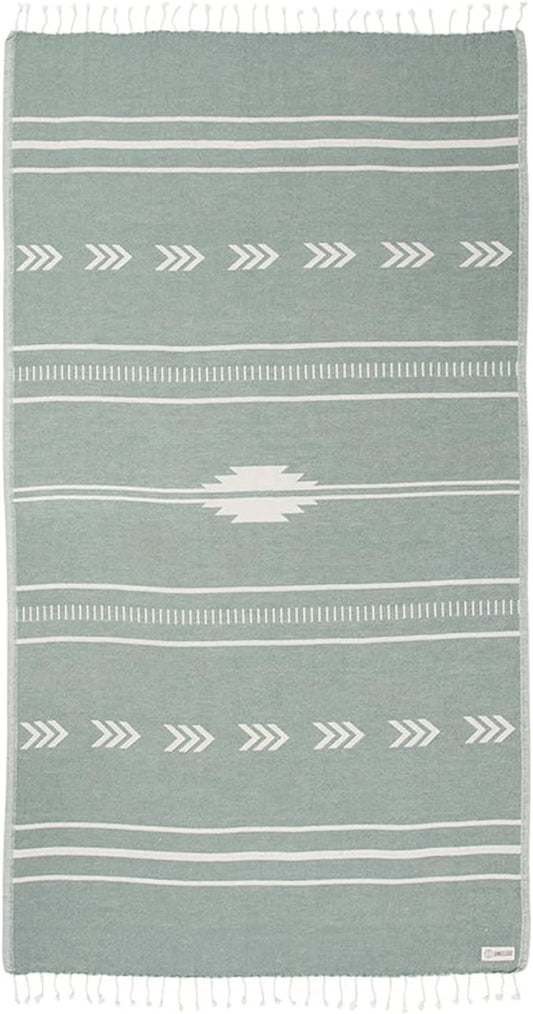 Sand Cloud Turkish Beach Towel - Sand Free - 100% Organic Turkish Cotton Yarn - Quick Dry Towel for Beach, Picnic Blanket or Throw - As Seen on Shark Tank - Santa Fe (Green)