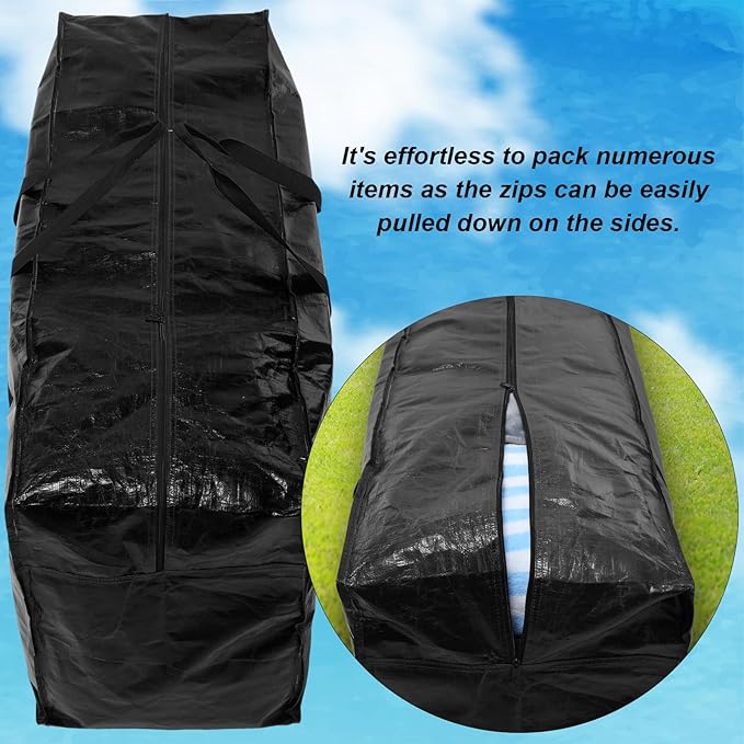 4 Pcs 66 Gallon Large Moving Bags with Zipper and Handles Foldable Storage Duffle Bags Heavy Duty Extra Large Totes for College Dorm Travel Clothes Blankets Bedding Moving (Black, Blue)