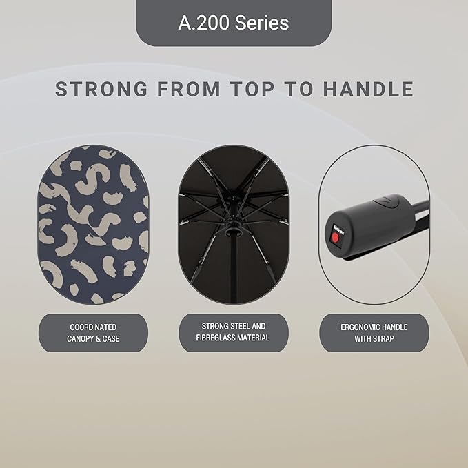 Knirps A.200 Medium Duomatic Windproof Umbrella for Adults – Automatic Open Close 38.5" Canopy, Travel Case Included