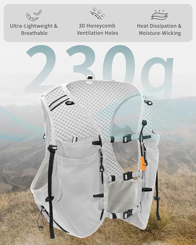 Sportsnew Running Vest for Women Men, Lightweight 10L Hydration Backpack with Waterproof Phone Pocket, Hydration Pack with Water Bladder for Hiking Trail