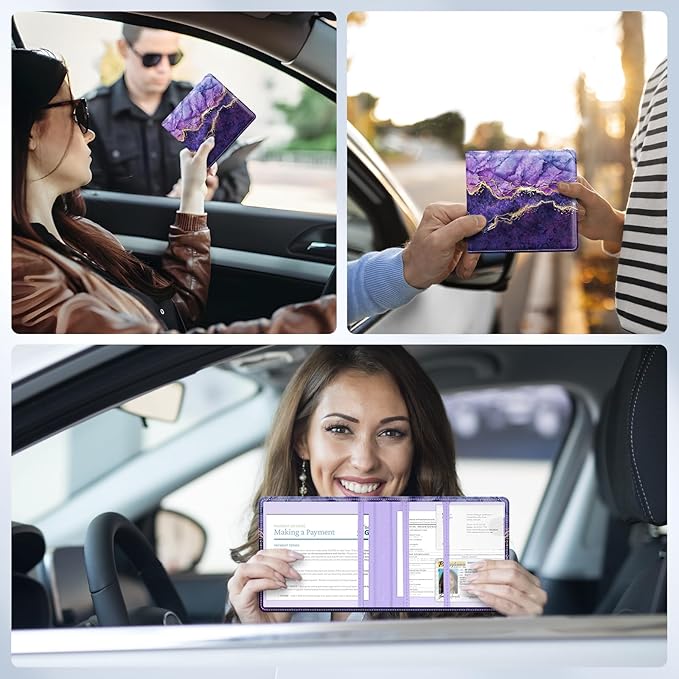 Car Registration and Insurance Card Holder，Vehicle Glove Box Car Organizer，Accessories Case for Storing Driving Licences, Cards, Documents