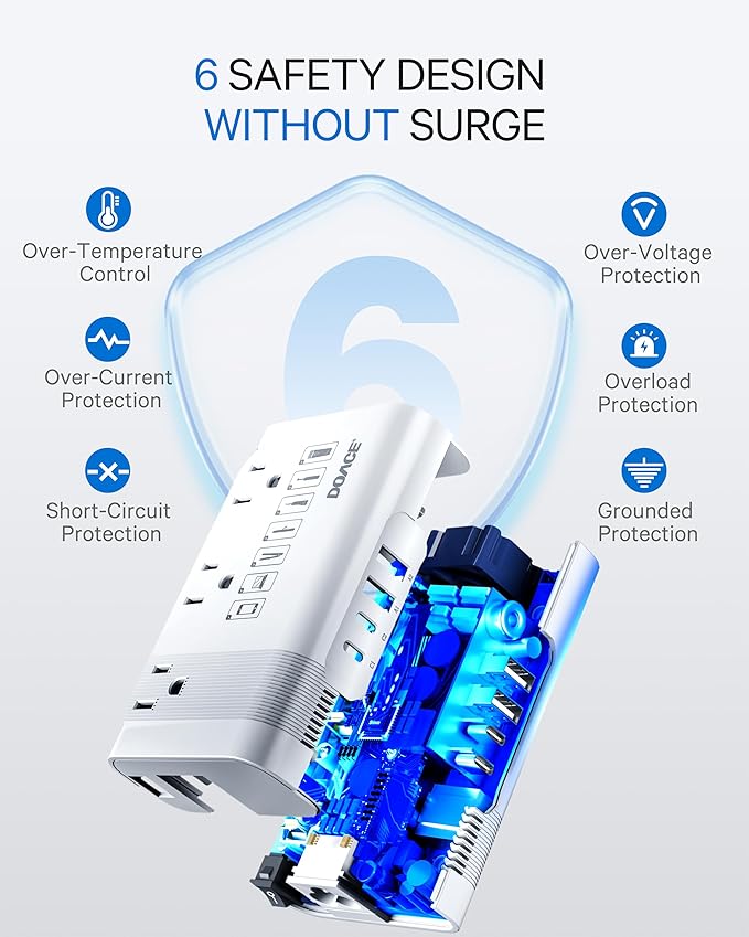 DOACE 220v to 110v Voltage Converter US to Europe: 350W 220 to 110 Voltage Converter for European Travel - International Power Adapter Plug Combo Step Down Transformer White