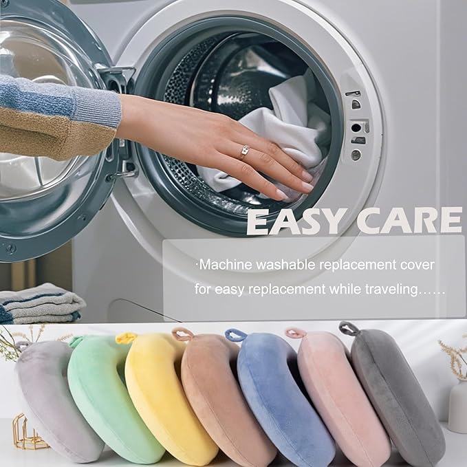 Travel Neck Pillow Cover, Neck Pillow Case, Pure, Soft and Smooh, Airplane Pillow Replacementt Cover Washable (Only Pillow Covers, no Filler)