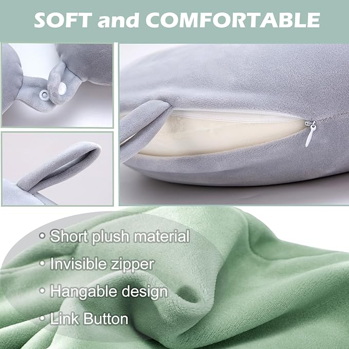 Travel Neck Pillow Cover, Neck Pillow Case, Pure, Soft and Smooh, Airplane Pillow Replacementt Cover Washable (Only Pillow Covers, no Filler)