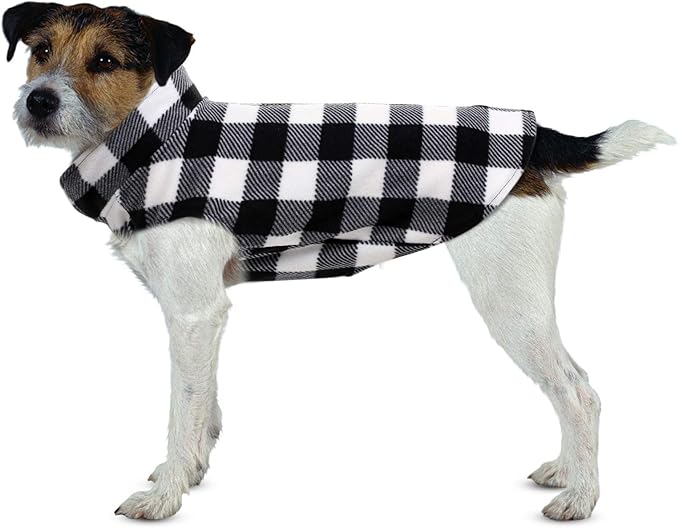 ASENKU Dog Sweater, Plaid Fleece Dogs Vest, Soft Warm Pet Clothes, Cold Weather Puppy Jacket, Comfortable Pullover Shirt for Tiny & Small Dog Breeds Only