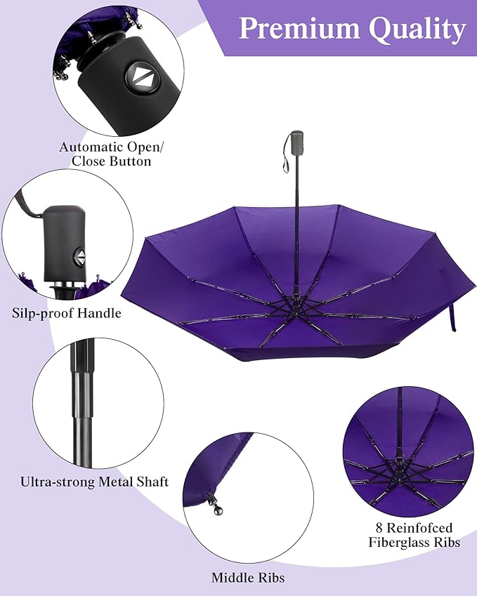 Yahenda 4 Pack Windproof Travel Umbrellas Bulk Automatic Open and Close Umbrella Folding Rain Umbrella for Men Women