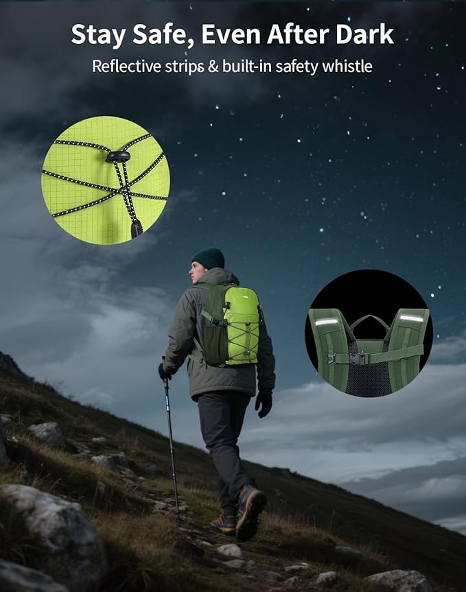 ECOHUB Small Hiking Backpack for Men Women, 20L Lightweight Travel Backpacks Water Resistant Camping Cycling Hiking Daypack