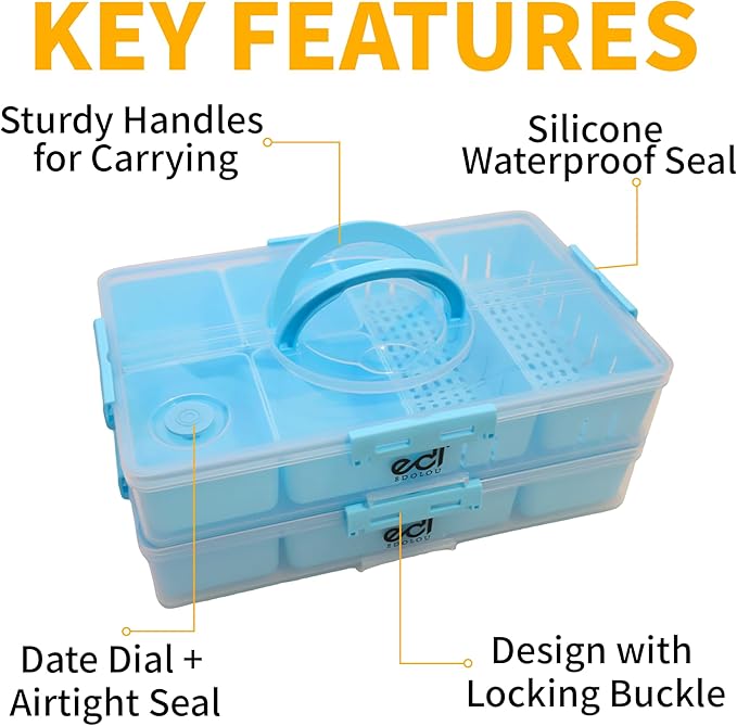 Stackable Snackle Box Containers (2 Pack) 14 Compartment Snack Organizer with Airtight Lids & Handles _ BPA Free, Leakproof, Microwave & Dishwasher Safe Snacklebox for Travel, Gifts & Fridge Storage