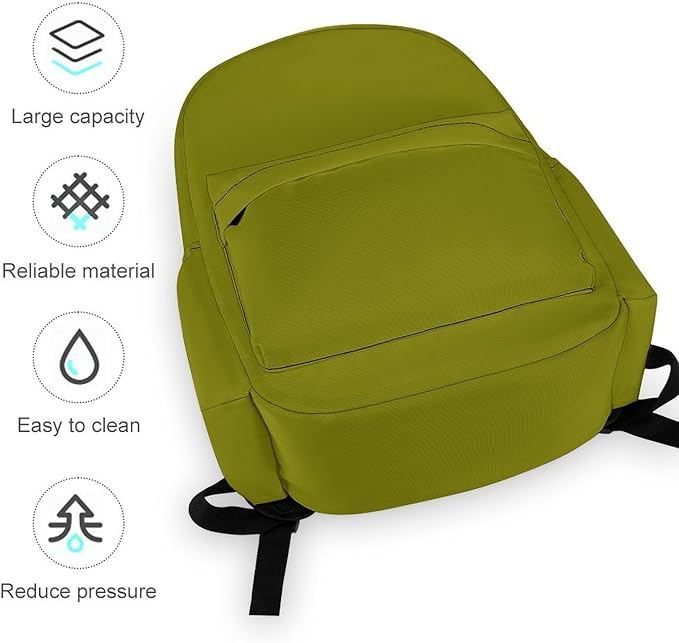 Olive Green Backpack Adult Travel Daybag for Women Men College Backpack for Vacation Hiking Camping Bag
