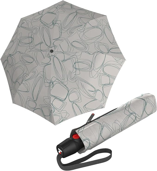 Knirps T.200 Duomatic Compact Rain Umbrella in Pure Mineral– Wind Tunnel Tested to 93 mph, Aluminum Steel Fiberglass Frame, 38in Canopy, OEKO-TEX, High-Performance Automatic Travel Umbrellas