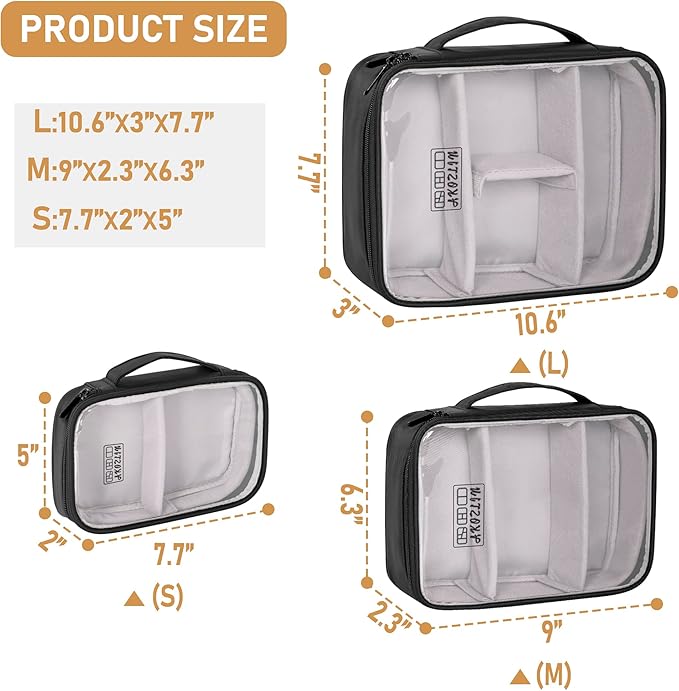 AKOZLIN Padded 3pcs/set Travel Organizer Office Cord Cable Electronics Accessories Bag Electrical Cord Management Case