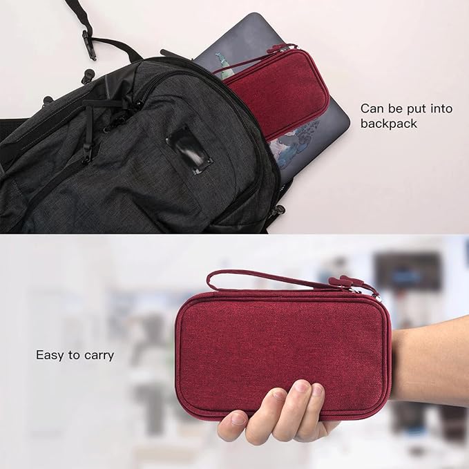 Electronic Cord Organizer Travel Case, Travel Cable Organizer Bag, Waterproof Electronic Accessories Carry Pouch for Cable, Cord, USB, Charger, Phone, Power Bank, Earphone (Wine Red, Medium)