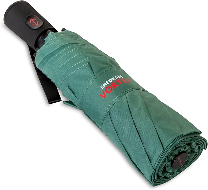 ShedRain Compact Folding Travel Umbrella – Push-Button Open & Close, Vented Double Canopy, Protects from Rain, Sun, & Wind