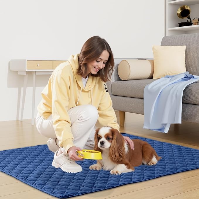 Smiry Waterproof Dog Bed Cover Blanket, Soft Reversible Pet Blanket, Washable Leakproof Cats Dogs Couch Cover for Sofa, Couch, Furniture, Plaid (30x70 Inch, Navy/Blue)