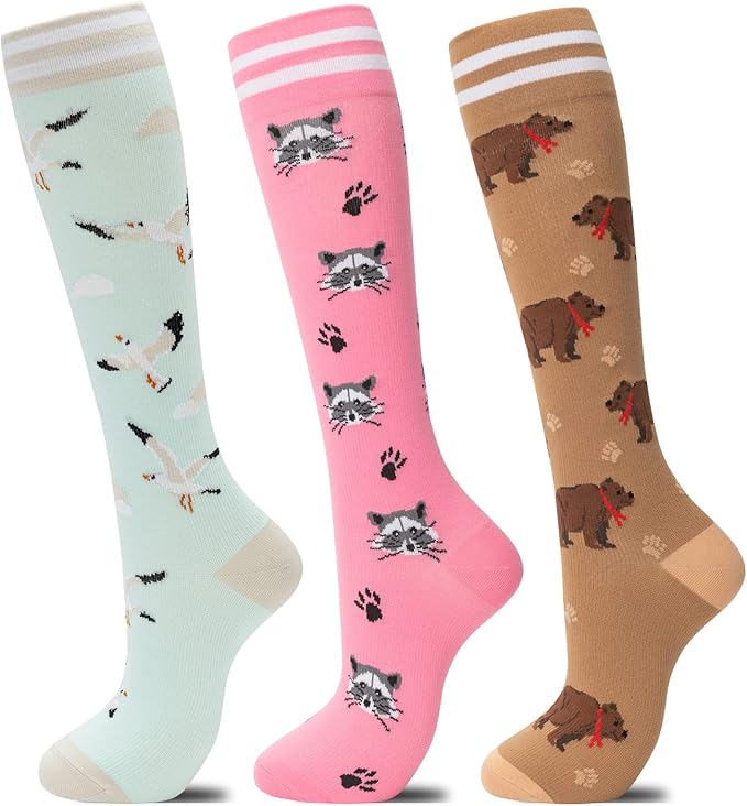 fenglaoda Compression Socks for Women Men 3 Pairs Graduated Compression Support Circulation Socks for Nurses
