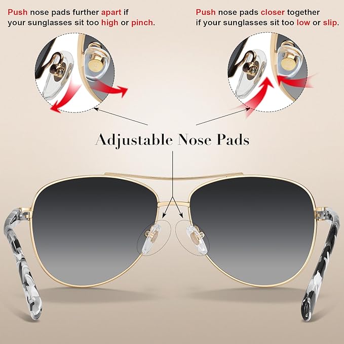 CARFIA Retro Trendy Pilot Sunglasses for Women Polarized UV Protection, Lightweight Outdoor Driving Lady Sunnies Metal Frame