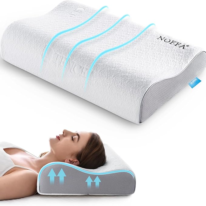 Soft Contour Memory Foam Pillow for Neck Support, Cervical Orthopedic Pillows for Sleeping, Ergonomic Bed Pillow for Side, Back and Stomach Sleepers