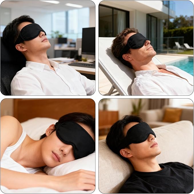 Soft Sleep Mask for Eyes, Moisture Chamber Glasses with Earbud Storage Design Reusable Lightweight Hydrating Eye Mask Comfortable Sleep Goggles for Naps Meditation Yoga