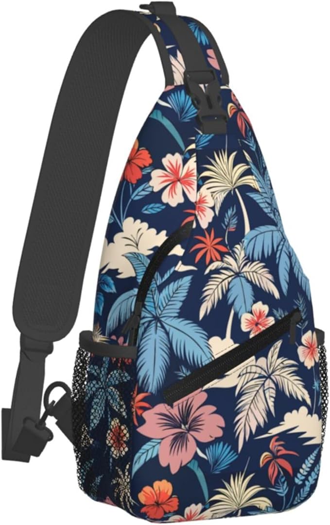 Hawaii Tropical Palm Sling Backpack Crossbody Bag Casual Chest Bags Travel Hiking Daypack Shoulder Bag for Women Men