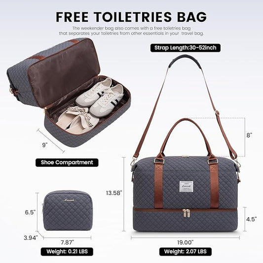 LOVEVOOK Travel Duffle Bag,Weekender Bags for Women with Shoe Compartment，Carry on Overnight Bag with Toiletry Bag,Gym Duffel Bag with Wet Pocket, Hospital Bags for Labor and Delivery