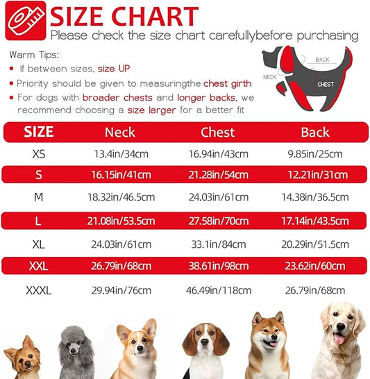 Abuandi Dog Winter Coat with Harness, Dog Jacket, Pet Clothes with Zipper on Back, Waterproof Windproof Warm Vest, Reflective Cold Weather Coats, for Small Medium Large Dogs, Thick, Red, L