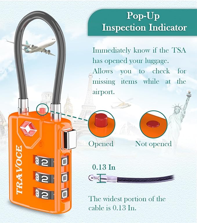 TSA Approved Luggage Locks, Travel Locks Which Also Work Great as Gym Locks, Toolbox Lock, Backpack and More, Orange 6 Pack