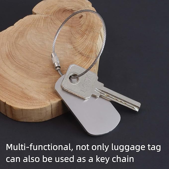 Sturdy and Durable Personalized Luggage Tags for Suitcases,Cruise Essentials Travel Tags for Luggage,Travel Bag Labels,Heavy-Duty Stainless Steel Silver Vertical Suitcases Tags