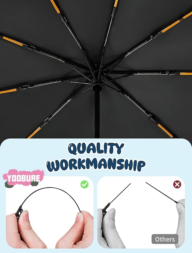 Yoobure Automatic Travel Umbrellas for Rain - Portable & Compact Umbrella for Backpack, Car, UV Umbrellas for Sun Protection, Windproof Folding Small Umbrella in Macaron for Kids, Women, Colorful