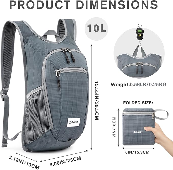 G4Free 10L/15L Hiking Backpack Lightweight Packable Hiking Daypack Small Travel Outdoor Foldable Shoulder Bag