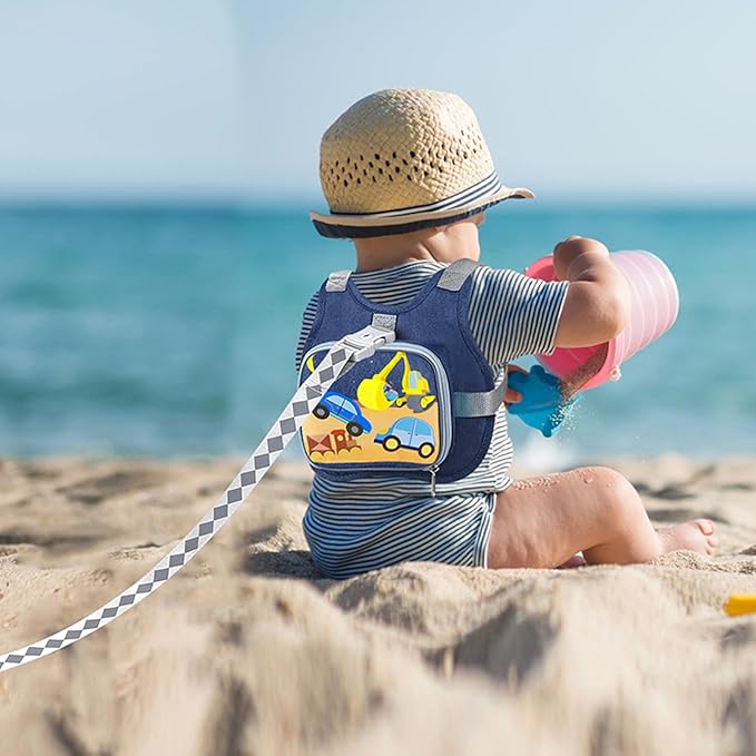 Accmor Toddler Harness Leash + Reflective Anti Lost Wrist Link, Cute Car Kids Harness with Leash, Child Walking Restraint Belt Collapsible Hand Strap Tether Hold Baby Boys Close for Outdoor Travel