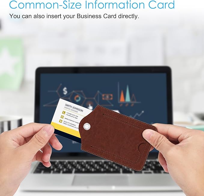 Fintie Luggage Tags, Privacy Cover ID Label with Stainless Steel Loop and Address Card for Travel Bag Suitcase - Retro Brown (2 Piece)