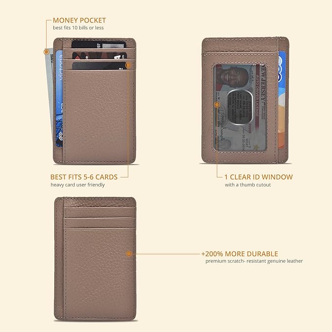 Oak Leathers Leather Slim Minimalist Wallet for Men & Women RFID Front Pocket Leather Card Holder Wallets