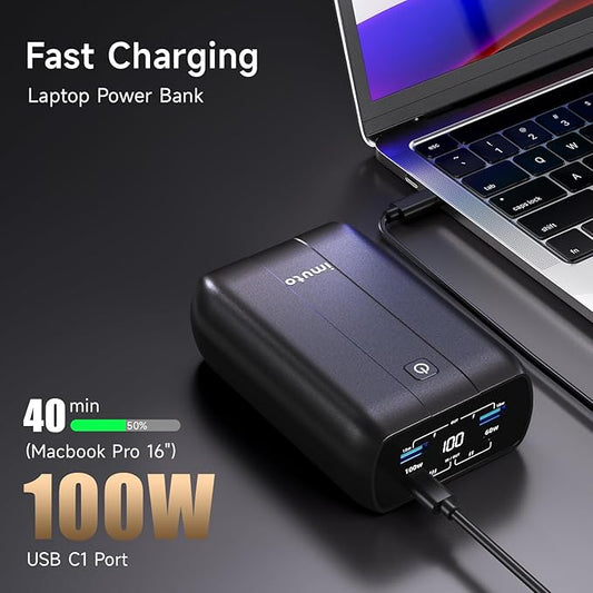 imuto 100w Power Bank, 20000mAh 4-Output Laptop Portable Charger,Fast Charging USB C PD3.0 External Battery Pack for Laptop MacBook Dell XPS iPad Tablet Steam Deck iPhone 16 15 14 Pro Samsung S22 etc