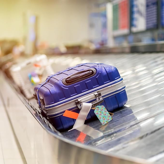 Luggage Tags for Suitcase Flamingo Pineapples and Exotic Leaves 2 PCS Leather Travel Cruise Luggage Tag with Stainless Steel Loop Name ID Label Privacy Cover for Women Men Travel Bag Labels Set