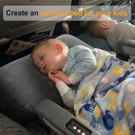 Maliton Inflatable Foot Rest Pillow for Air Travel, Toddler Airplane Travel Essentials, Car Seat Foot Rest for Kids, Adjustable Height Leg Rest Pillow for Airplane, Home, Office(Dark Grey, 2 Pack)