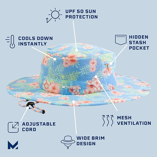 MISSION Cooling Anywhere Boonie Hat - Unisex Wide-Brim Hat for Men & Women - Cools Up to 2 Hours - UPF 50 Sun Protection