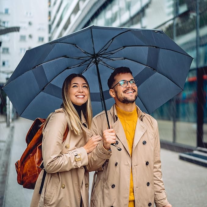 G4Free 42/46/54/62 Inch Large Golf Umbrella Compact Reverse Travel Umbrella 10 Ribs Windproof for Rain Double Canopy Automatic Open Close