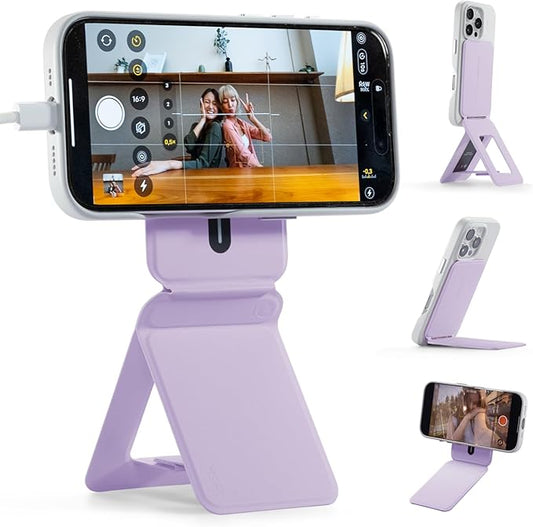 MOFT Phone Tripod Wallet for iPhone, Mulit-Angles, Lightweight & Portable Phone Stand, MOVAS Vegan Leather Magnetic Wallet, Strong Magnets, NFC Card Holder,Travel Essential, Peony (with Card Slot)