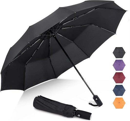 ZOMAKE Travel Umbrella Compact - 10 Ribs Portable Collapsible Umbrellas for Rain Windproof - Paraguas Automatic Small Folding Umbrella Lightweight Packable Umbrella for Women Men