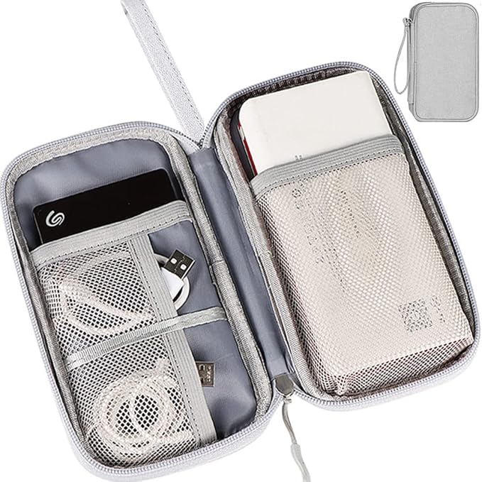 Electronic Organizer Small Travel Cable Organizer Bag, Digital Gadget Organizer Case, Waterproof Travel Gear Storage Carrying Sleeve Pouch for Cable, USB, Earphones, Portable Hard Drives, Power Banks
