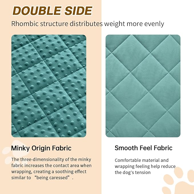 yescool Weighted Blanket for Dogs, 7 lb Thunder Blankets Shirt for Dogs, 40 x 60 inch Large Puppy Blanket for 65-100lb, Weighted Pet Blankets for Thunderstorms, Fireworks and Construction Noise, Teal