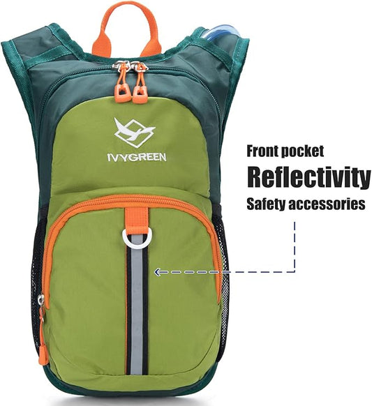 Ivygreen Kids Hydration Backpack, Hiking Backpack for Boys or Girls with 1.5L Water Bladder