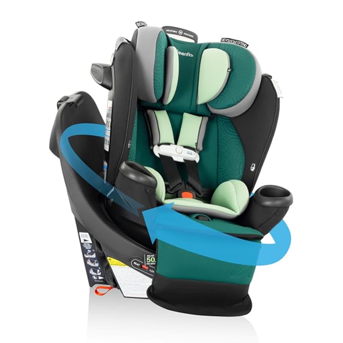 Evenflo Gold Revolve360 Extend All-in-One Rotational Car Seat with Green & Gentle Fabric (Emerald Green)