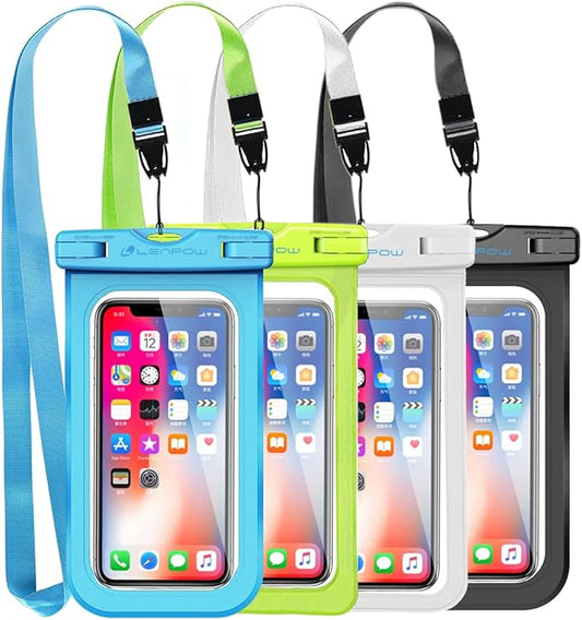 Universal Waterproof Phone Case, 4-Pack IPX8 Water Proof Phone Pouch Clear Cell Phone Dry Bag for Water Games for iPhone 17 16 15 14 13 12 Pro MAX Plus Galaxy S24 S23 S Note Google UP to 7.5"