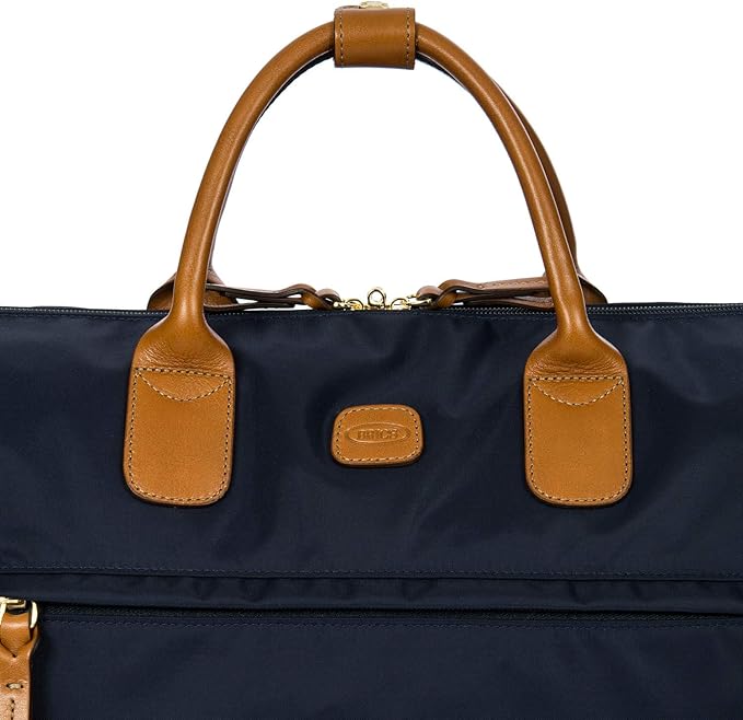 Bric's X-Travel Deluxe Duffle for Men and Women - Lightweight Overnight Carry On Travel Luggage with Tuscan Leather Trim and Sleeve Attachment - Water-Resistant Weekender or Gym-Ready Duffel