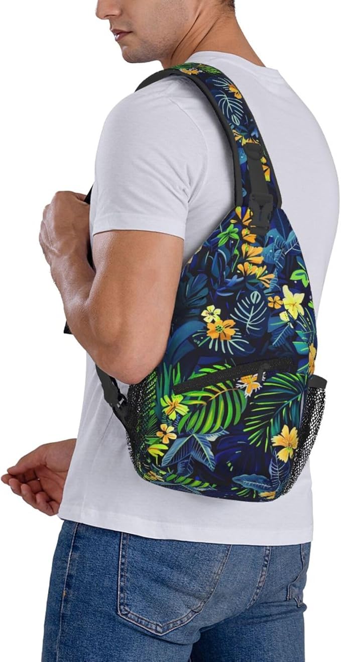 Hawaii Tropical Palm Sling Backpack Crossbody Bag Casual Chest Bags Travel Hiking Daypack Shoulder Bag for Women Men