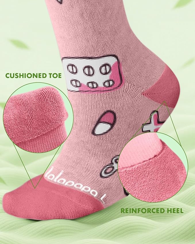 Bamboo Viscose Compression Socks for Women Men 2 Pairs 15-20mmHg Knee High Compression Socks Travel Nurse