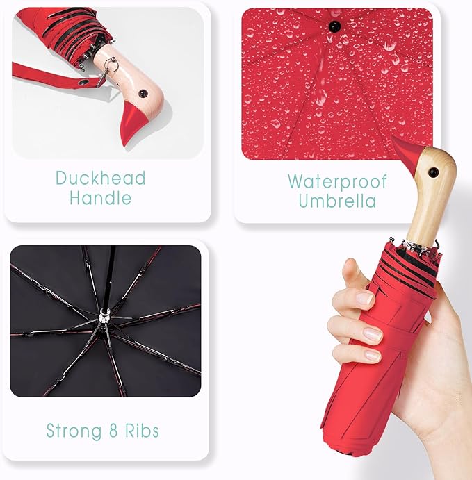 Duck Umbrella - Compact Travel Umbrella with a Cute Duck Head Handle for Women