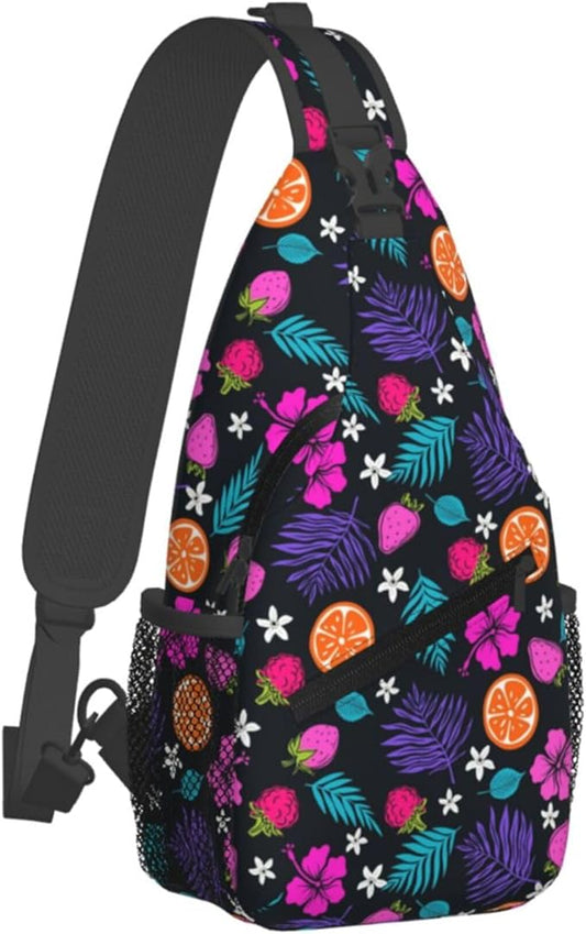 Hawaii Tropical Palm Sling Backpack Crossbody Bag Casual Chest Bags Travel Hiking Daypack Shoulder Bag for Women Men
